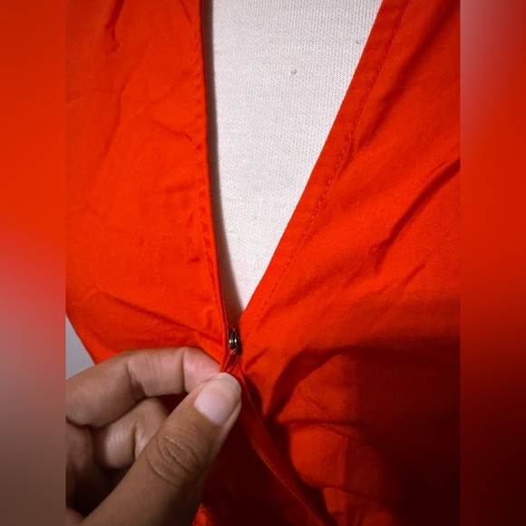 NWT! Women's Flutter Short Sleeve Poplin Midi A-Line Dress Red XS - Picture 7 of 9